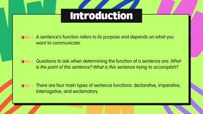 Functions of Sentences Interactive Education Presentation