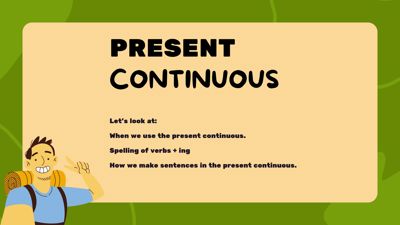 Present Continuous English Education Presentation in Colorful Illustrative Style